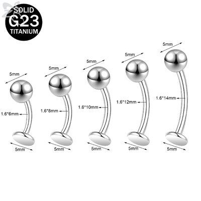 ZS 1 kom F136 G23 prsten od titanijskog čelika za pupak za muškarce žene 14G piercing za pupak s ravnim leđima CZ kristalni nakit za tijelo 6-14 mm