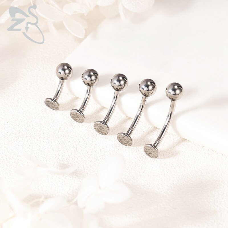 ZS 1 kom F136 G23 prsten od titanijskog čelika za pupak za muškarce žene 14G piercing za pupak s ravnim leđima CZ kristalni nakit za tijelo 6-14 mm