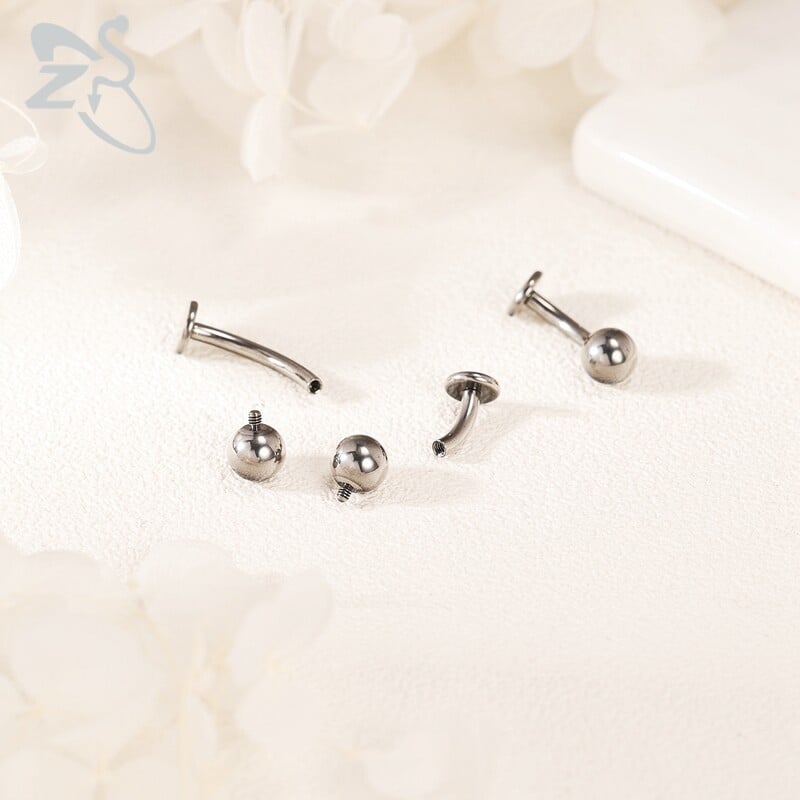 ZS 1 kom F136 G23 prsten od titanijskog čelika za pupak za muškarce žene 14G piercing za pupak s ravnim leđima CZ kristalni nakit za tijelo 6-14 mm