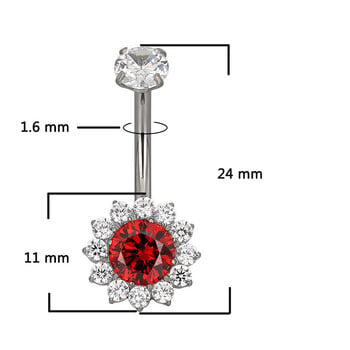 ASTM F136 Titanium PIERC Flower Κοσμήματα Δαχτυλίδι αφαλού Δαχτυλίδι αφαλού CZ Πλακόστρωτο επάνω μέρος με σπείρωμα κοιλιά Piercing Κοσμήματα για το σώμα