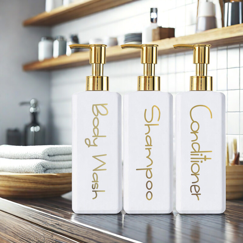 Dozator de săpun reutilizabil pentru decorarea casei care economisește spațiu și etichete minimaliste rezistente la apă Pompă simplă de apăsare pentru accesorii de baie