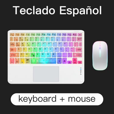 Tipkovnica s pozadinskim osvjetljenjem i dodirnom podlogom za bežično višejezično i višebojno prijenosno za tablet iPad Pro Mini Air telefon