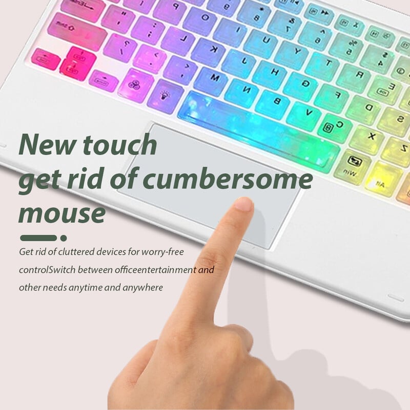 Tipkovnica s pozadinskim osvjetljenjem i dodirnom podlogom za bežično višejezično i višebojno prijenosno za tablet iPad Pro Mini Air telefon