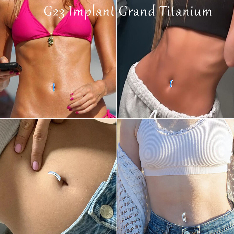 Δαχτυλίδι 14G G23 Titanium Clicker Belly Button, 10/12mm ανάστροφη κυρτή στεφάνη για διάτρηση μπάρα μπάρα κοσμήματα