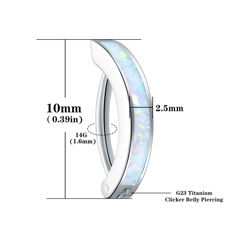 Δαχτυλίδι 14G G23 Titanium Clicker Belly Button, 10/12mm ανάστροφη κυρτή στεφάνη για διάτρηση μπάρα μπάρα κοσμήματα