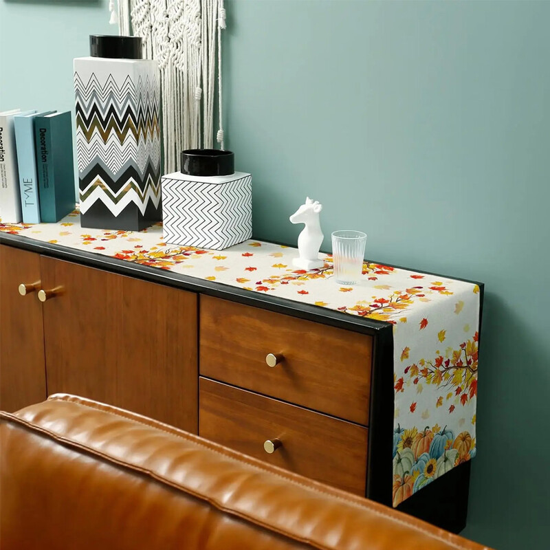 Toamnă de Ziua Recunoștinței Dovleac Frunze de arțar Afecțiuni de masă din in, Toaletă Esarfe Fermă Bucătărie Afemeni de masă Decorațiuni de sărbători