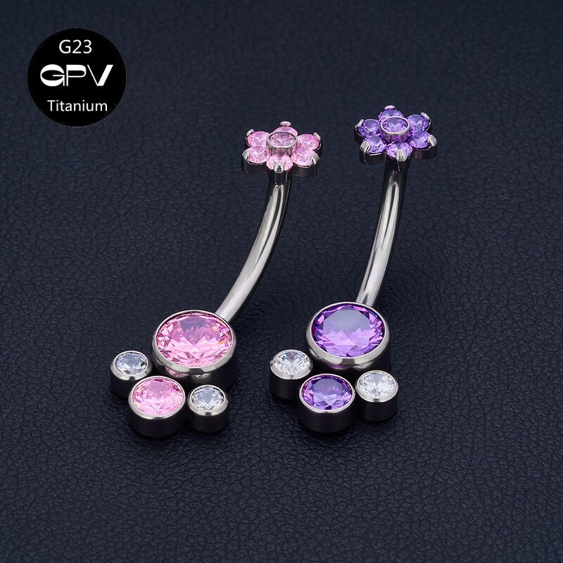 1PC 14G prsten za pupak Nokat za pupak G23 titanijski nakit za piercing s umetnutim cirkonom i opalom Kopča za ženski piercing za pupak