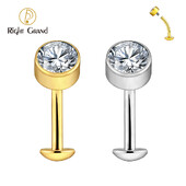 Dreapta Grand ASTM F136 Titan 14G Bază convexă CZ Inel pentru buric plutitor 10/12/14mm Curbat Barbell Piercing pentru buric Bijuterii