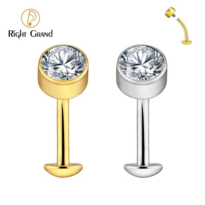 Jobb Grand ASTM F136 titán 14G konvex talpú CZ lebegő köldökgyűrű 10/12/14mm ívelt súlyzó köldökpiercing ékszer