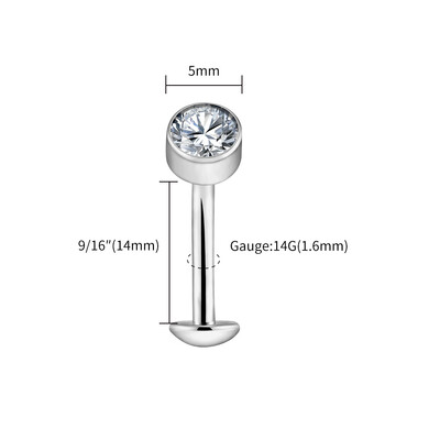 Dreapta Grand ASTM F136 Titan 14G Bază convexă CZ Inel pentru buric plutitor 10/12/14mm Curbat Barbell Piercing pentru buric Bijuterii