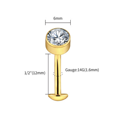 Dreapta Grand ASTM F136 Titan 14G Bază convexă CZ Inel pentru buric plutitor 10/12/14mm Curbat Barbell Piercing pentru buric Bijuterii
