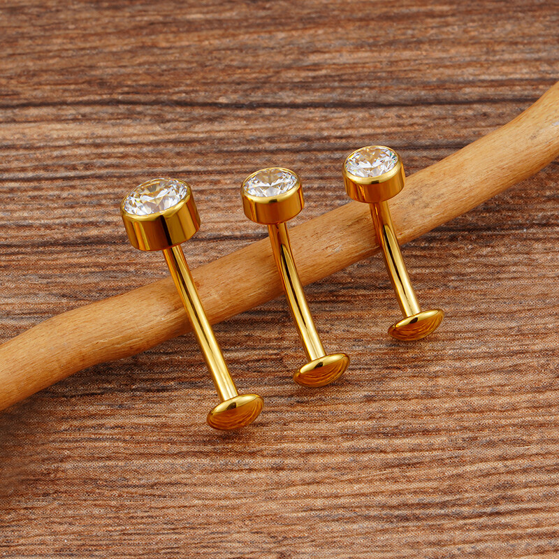 Dreapta Grand ASTM F136 Titan 14G Bază convexă CZ Inel pentru buric plutitor 10/12/14mm Curbat Barbell Piercing pentru buric Bijuterii