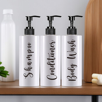 Bottle Dispenser Shampoo 500ml Black/White Soap Dispenser Container Μπουκάλια μπάνιου Ντους Διακόσμηση μπάνιου