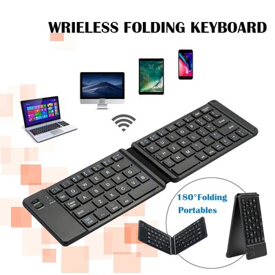 Saliekamā Bluetooth tastatūra IPAD mobilajam planšetdatoram piezīmjdatoram Portatīvais biroja mini bezvadu tastatūras krātuve Trīs sistēmas Universa