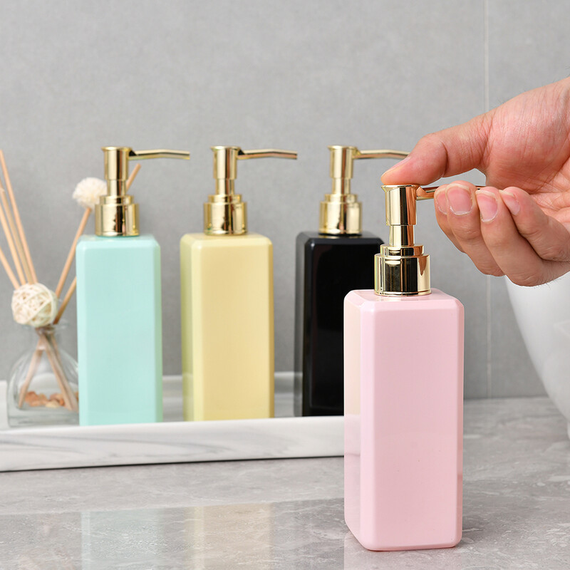 Sticle pătrate de săpun de 250 ml, culoare macaron, pentru decorarea blatului de baie, dozator de săpun, dimensiune de călătorie, sticla goală reîncărcabilă