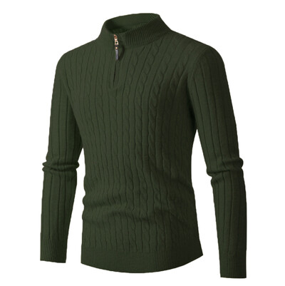 Pulover din tricot cu fermoar pentru bărbați 2024 Pulover pentru bărbați cu jumătate de gât țesut Pulovere pentru bărbați Pulovere din tricot pentru bărbați Tineret Tricoturi subțiri Bărbați