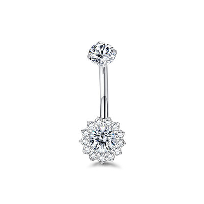 Piercing do pupka z titánu F136 s vnútorným závitom 14G, slnečnica so zirkónom, titánový prsteň do pupka.