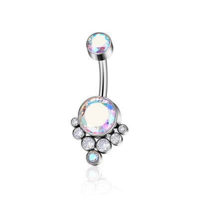 G23 titán szexi köldökgyűrű piercing ékszer köldökgyűrű nőknek F136 dupla keretbeállító finom cirkon opál