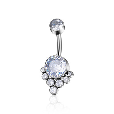 G23 titán szexi köldökgyűrű piercing ékszer köldökgyűrű nőknek F136 dupla keretbeállító finom cirkon opál