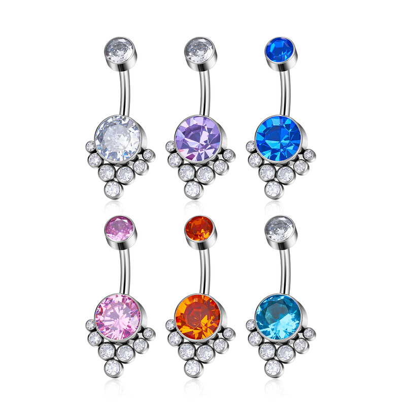 G23 titán szexi köldökgyűrű piercing ékszer köldökgyűrű nőknek F136 dupla keretbeállító finom cirkon opál