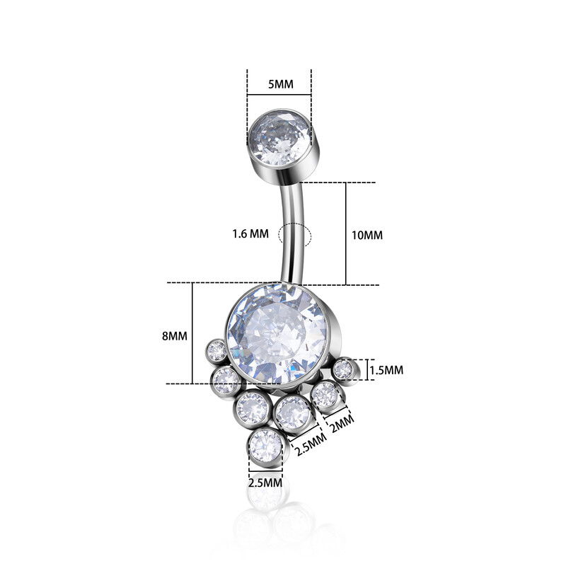 G23 titán szexi köldökgyűrű piercing ékszer köldökgyűrű nőknek F136 dupla keretbeállító finom cirkon opál