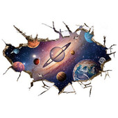 Space Astronaut Vinyl 3D Σπασμένα αυτοκόλλητα τοίχου Starry Planet Mural Διακοσμήσεις σπιτιού για παιδικά δωμάτια Αδιάβροχη ταπετσαρία οροφής