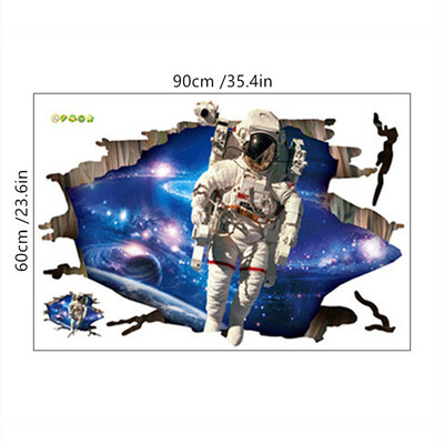 Space Astronaut Vinyl 3D Σπασμένα αυτοκόλλητα τοίχου Starry Planet Mural Διακοσμήσεις σπιτιού για παιδικά δωμάτια Αδιάβροχη ταπετσαρία οροφής
