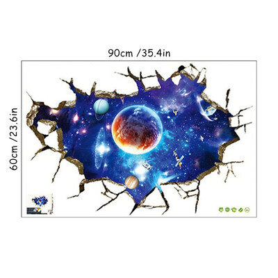 Space Astronaut Vinyl 3D Σπασμένα αυτοκόλλητα τοίχου Starry Planet Mural Διακοσμήσεις σπιτιού για παιδικά δωμάτια Αδιάβροχη ταπετσαρία οροφής