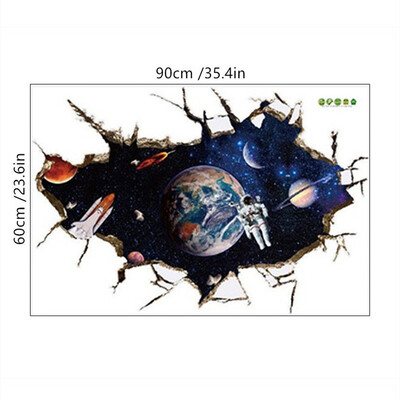 Space Astronaut Vinyl 3D Σπασμένα αυτοκόλλητα τοίχου Starry Planet Mural Διακοσμήσεις σπιτιού για παιδικά δωμάτια Αδιάβροχη ταπετσαρία οροφής