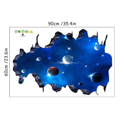 Space Astronaut Vinyl 3D Σπασμένα αυτοκόλλητα τοίχου Starry Planet Mural Διακοσμήσεις σπιτιού για παιδικά δωμάτια Αδιάβροχη ταπετσαρία οροφής