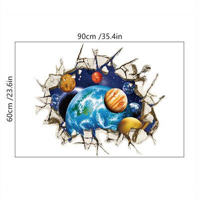 Space Astronaut Vinyl 3D Σπασμένα αυτοκόλλητα τοίχου Starry Planet Mural Διακοσμήσεις σπιτιού για παιδικά δωμάτια Αδιάβροχη ταπετσαρία οροφής