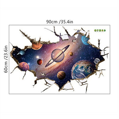 Space Astronaut Vinyl 3D Σπασμένα αυτοκόλλητα τοίχου Starry Planet Mural Διακοσμήσεις σπιτιού για παιδικά δωμάτια Αδιάβροχη ταπετσαρία οροφής