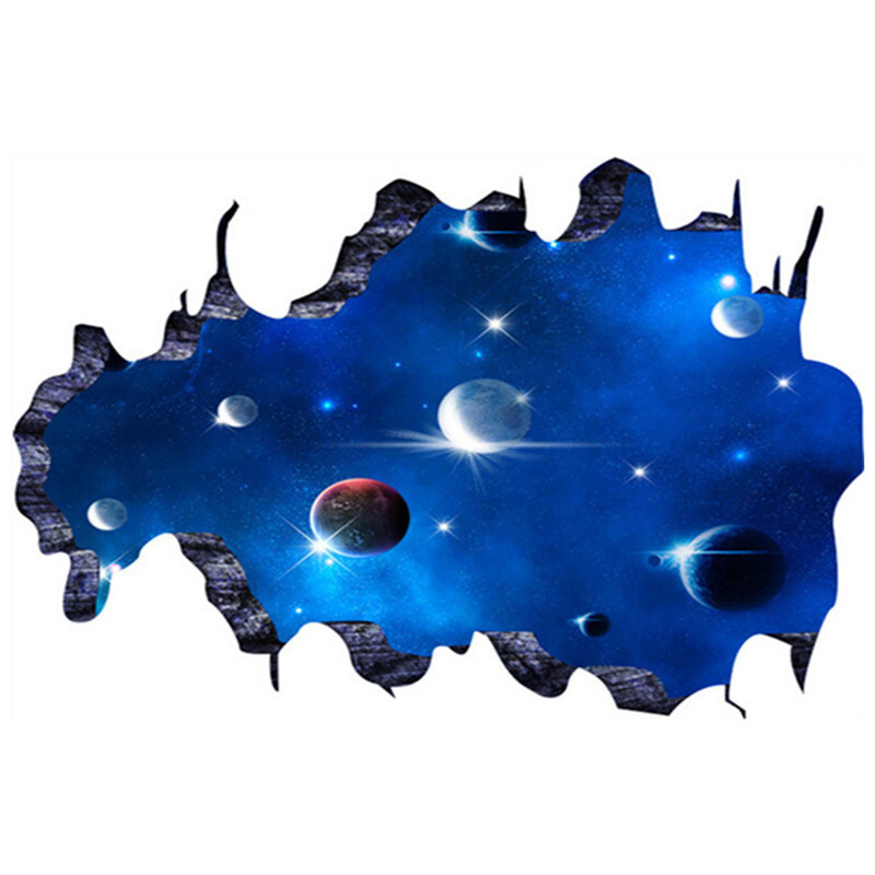 Space Astronaut Vinyl 3D Σπασμένα αυτοκόλλητα τοίχου Starry Planet Mural Διακοσμήσεις σπιτιού για παιδικά δωμάτια Αδιάβροχη ταπετσαρία οροφής