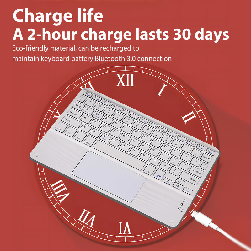 CASEPOKE vezeték nélküli Bluetooth billentyűzet érintőpaddal újratölthető táblagép Android iOS Windows billentyűzet Huawei Samsung Xiaomi készülékhez