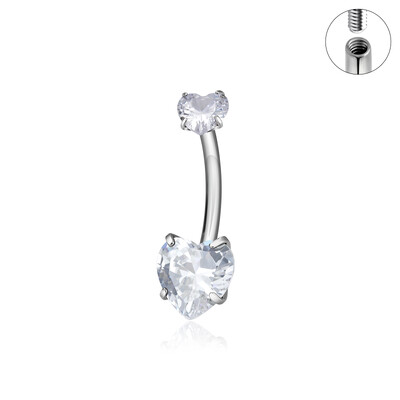 ASTM F136 G23 Titán 14G belső menet Szív CZ Haspiercing Gomb gyűrűk Fülbevalók Divatos testékszerek nőknek