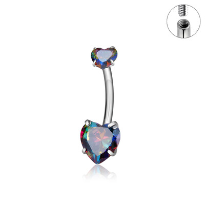 ASTM F136 G23 Titán 14G belső menet Szív CZ Haspiercing Gomb gyűrűk Fülbevalók Divatos testékszerek nőknek