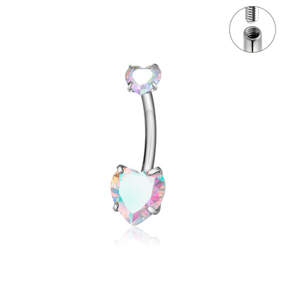 ASTM F136 G23 Titán 14G belső menet Szív CZ Haspiercing Gomb gyűrűk Fülbevalók Divatos testékszerek nőknek