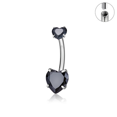 ASTM F136 G23 Titán 14G belső menet Szív CZ Haspiercing Gomb gyűrűk Fülbevalók Divatos testékszerek nőknek