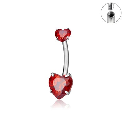 ASTM F136 G23 Titán 14G belső menet Szív CZ Haspiercing Gomb gyűrűk Fülbevalók Divatos testékszerek nőknek