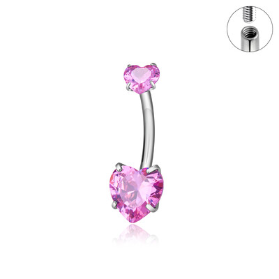 ASTM F136 G23 Titán 14G belső menet Szív CZ Haspiercing Gomb gyűrűk Fülbevalók Divatos testékszerek nőknek