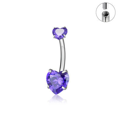 ASTM F136 G23 Titán 14G belső menet Szív CZ Haspiercing Gomb gyűrűk Fülbevalók Divatos testékszerek nőknek