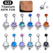 G23 ASTM F136 titán implantátum minőségű kristály kerek cirkon opál 14G köldökgyűrű női szexi köldökpiercing ékszer