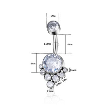 G23 ASTM F136 титанов имплант клас кристал кръгъл кубичен циркон опал 14G пръстен на пъпа Дамски секси бижута за пиърсинг на пъпа