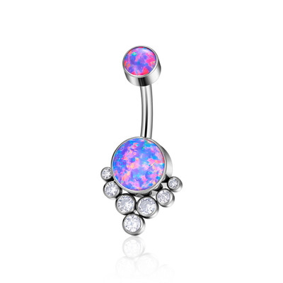 G23 ASTM F136 titán implantátum minőségű kristály kerek cirkon opál 14G köldökgyűrű női szexi köldökpiercing ékszer