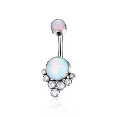 G23 ASTM F136 titán implantátum minőségű kristály kerek cirkon opál 14G köldökgyűrű női szexi köldökpiercing ékszer
