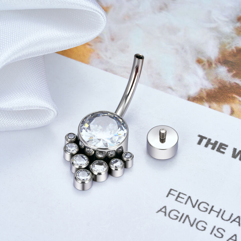 G23 ASTM F136 titán implantátum minőségű kristály kerek cirkon opál 14G köldökgyűrű női szexi köldökpiercing ékszer