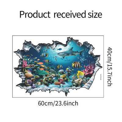 Sulaužyta siena 3D povandeninio pasaulio ryklio sienos lipdukas vaikų kambariui Svetainės prieangio namų dekoravimui Lipnūs meno lipdukai