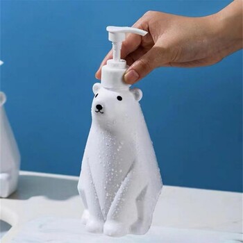 Διανομείς λοσιόν μπάνιου 450 ml Cute White Polar Bear Dispenser Pump Bottle Refillable Shampoo/Hand Sanitizer Dispenser