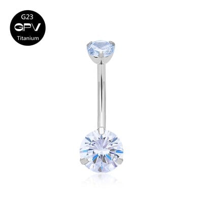 Piercing do pupka G23 z čistého titánu, klasický 14G, dva zirkónové viacfarebné piercingové šperky do pupka