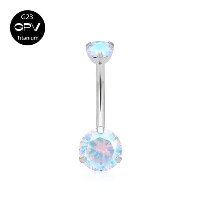 Piercing do pupka G23 z čistého titánu, klasický 14G, dva zirkónové viacfarebné piercingové šperky do pupka